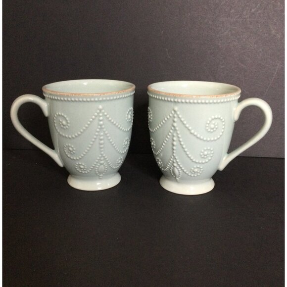 Lenox French Perle Dinnerware Mugs Set Of 2 Coffee Tea Cups - Picture 2 of 7
